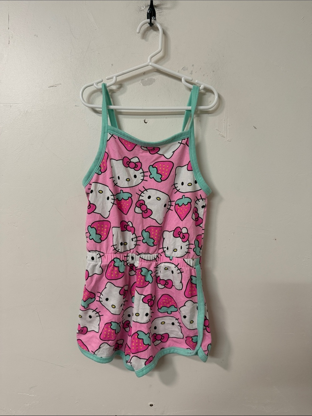 Hello Kitty Pink and Mint Strawberry Print Romper